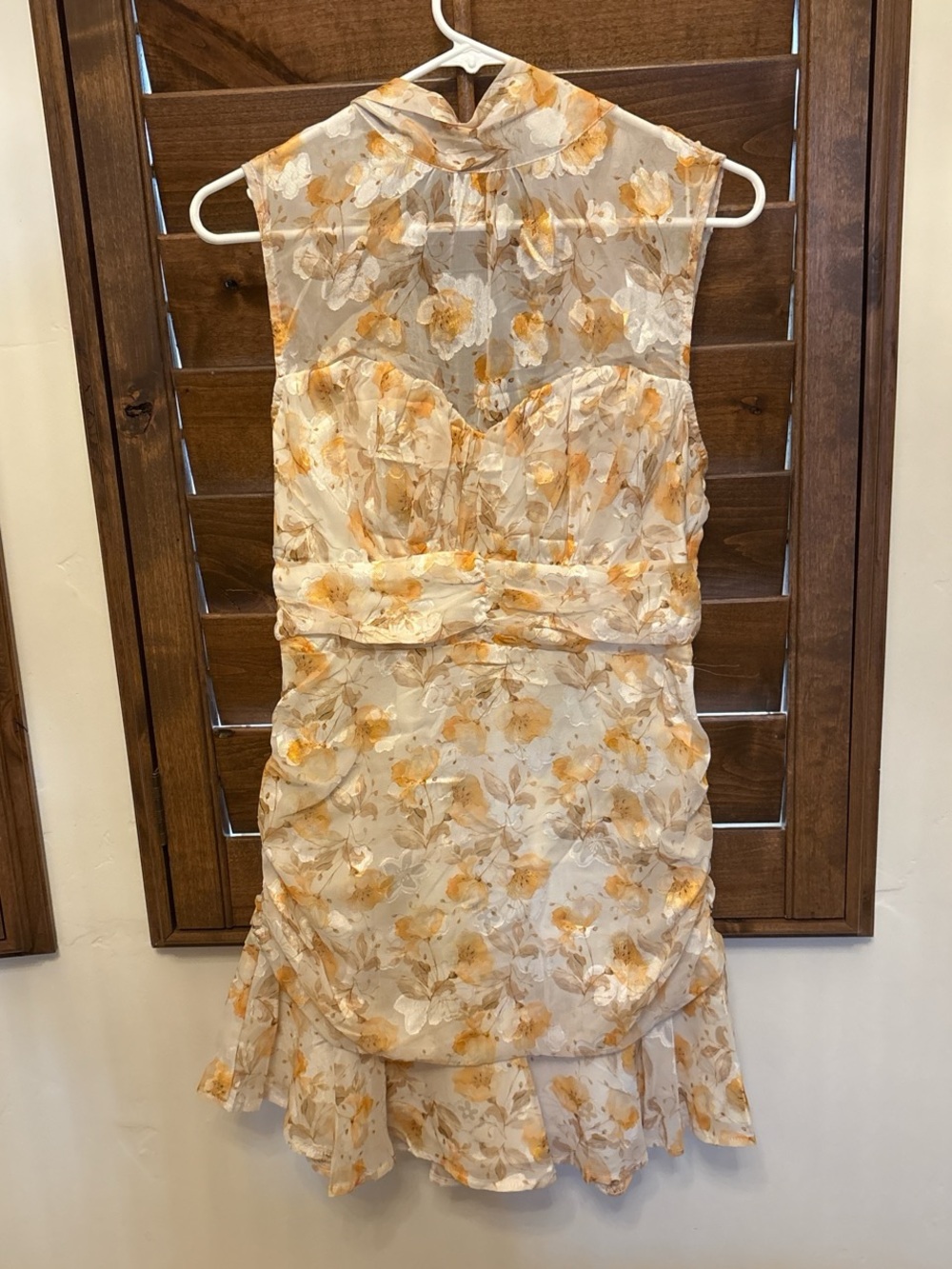 Floral Sleeveless Ruffled Mini Dress in Cream & Yellow